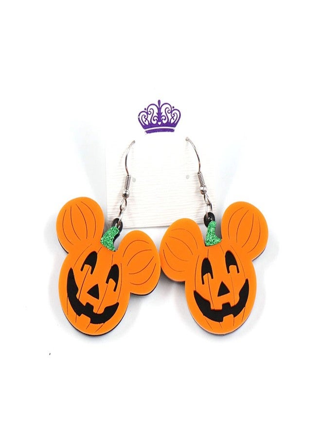WCRAZYE Halloween Earrings Acrylic Skull Dangle Earrings for Women Halloween Pumpkin Earrings Spirit Earrings Cut Glitter Powder Cartoon Funny Earring Halloween Cosplay Jewelry (Yellow Pumpkin) - Image 4